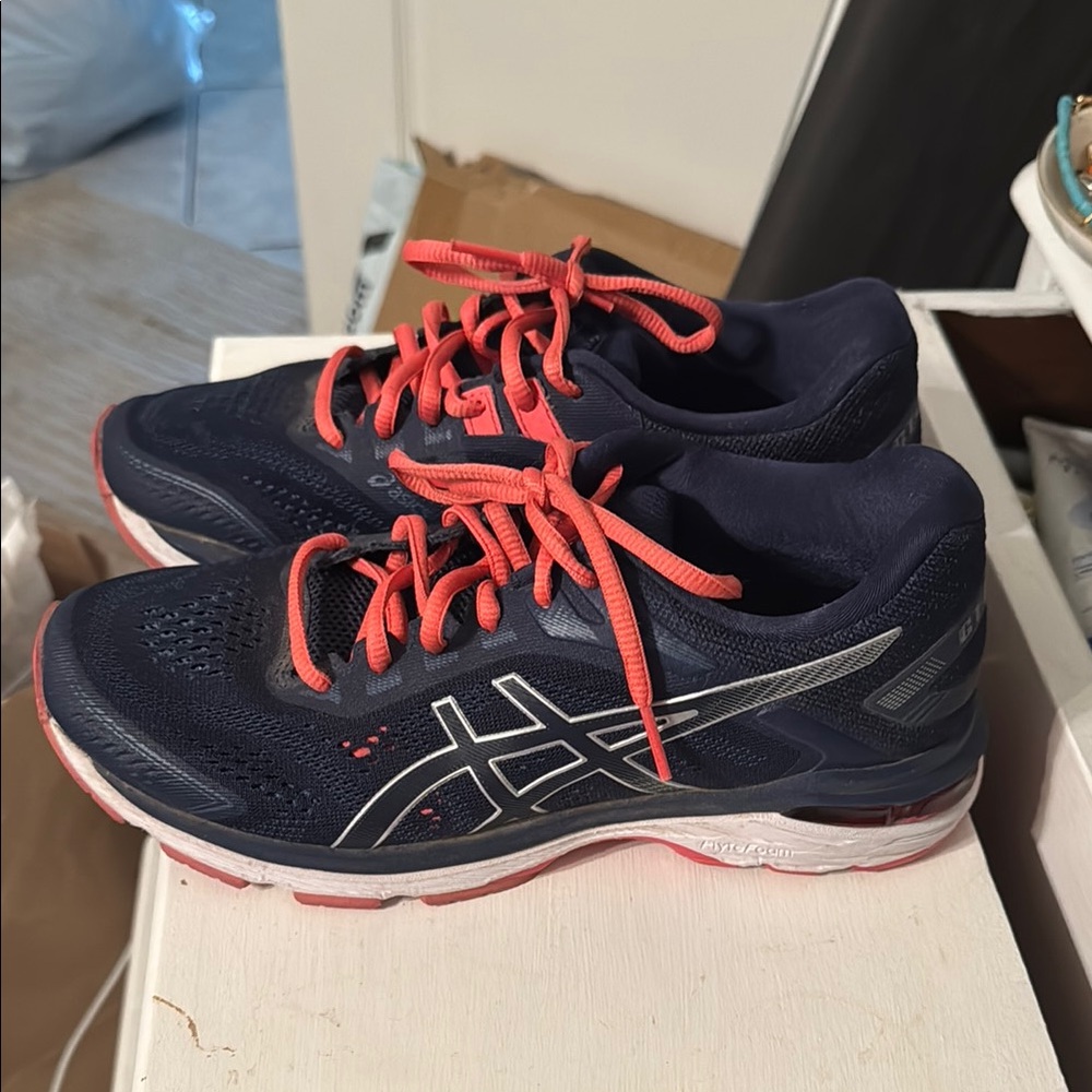 ASICS Navy and Pink Running Shoes